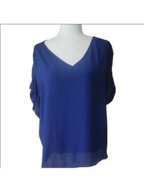 Blue Boxy Blouse with Relaxed Sleeves